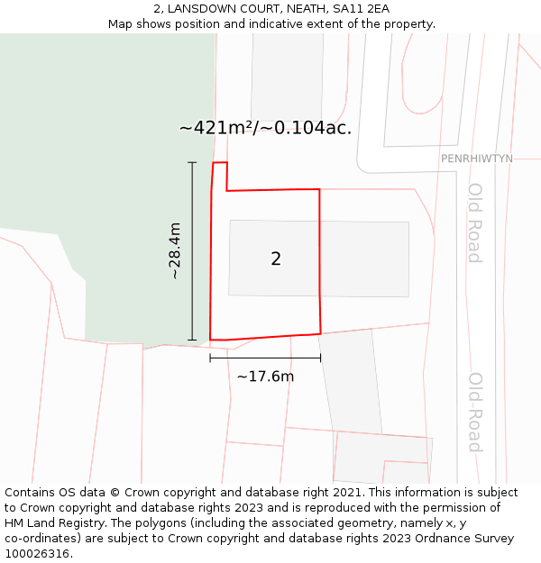 2, LANSDOWN COURT, NEATH, SA11 2EA: Plot and title map