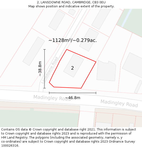 2, LANSDOWNE ROAD, CAMBRIDGE, CB3 0EU: Plot and title map