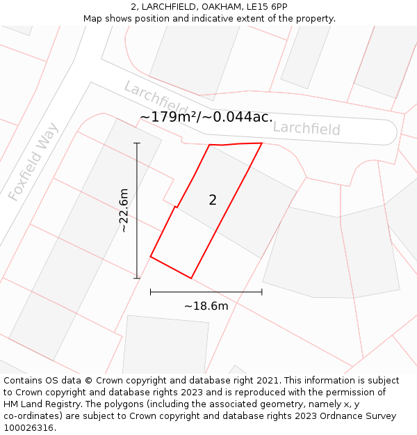 2, LARCHFIELD, OAKHAM, LE15 6PP: Plot and title map
