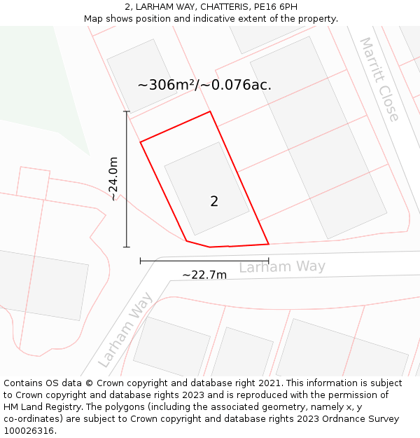 2, LARHAM WAY, CHATTERIS, PE16 6PH: Plot and title map