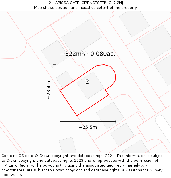 2, LARISSA GATE, CIRENCESTER, GL7 2NJ: Plot and title map