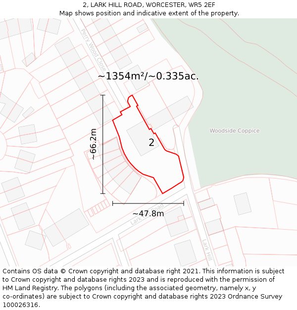 2, LARK HILL ROAD, WORCESTER, WR5 2EF: Plot and title map