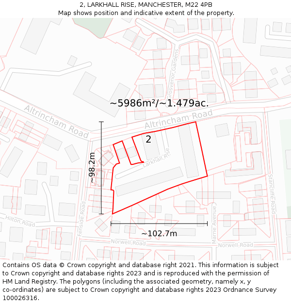 2, LARKHALL RISE, MANCHESTER, M22 4PB: Plot and title map