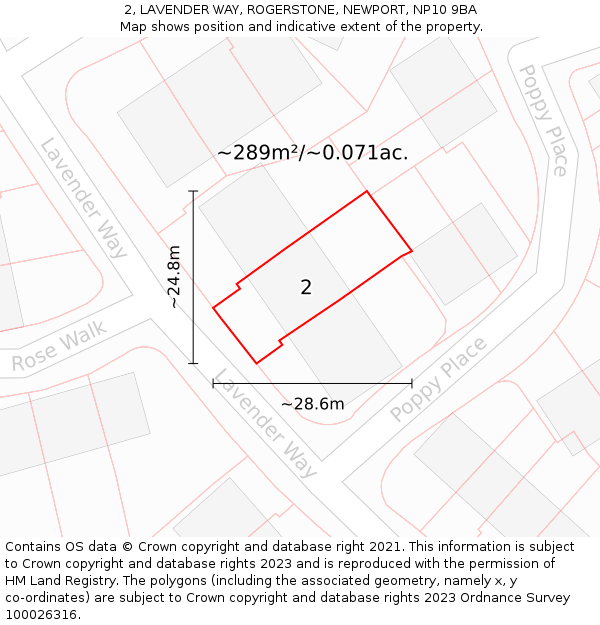 2, LAVENDER WAY, ROGERSTONE, NEWPORT, NP10 9BA: Plot and title map
