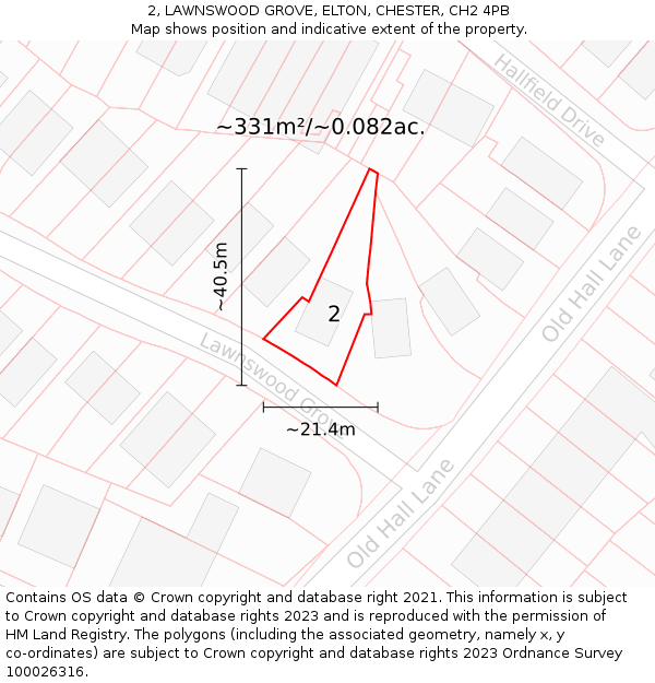 2, LAWNSWOOD GROVE, ELTON, CHESTER, CH2 4PB: Plot and title map