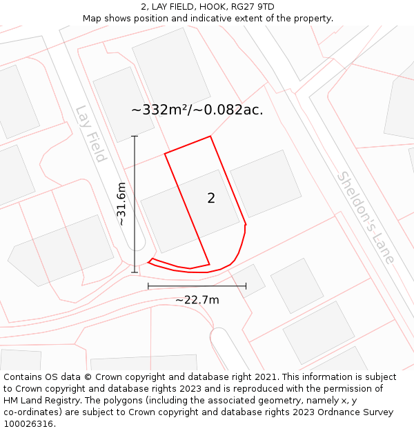 2, LAY FIELD, HOOK, RG27 9TD: Plot and title map