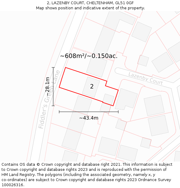 2, LAZENBY COURT, CHELTENHAM, GL51 0GF: Plot and title map