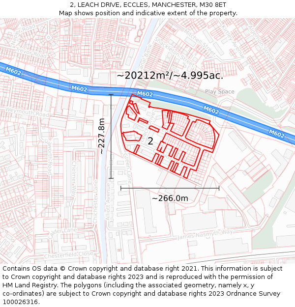 2, LEACH DRIVE, ECCLES, MANCHESTER, M30 8ET: Plot and title map