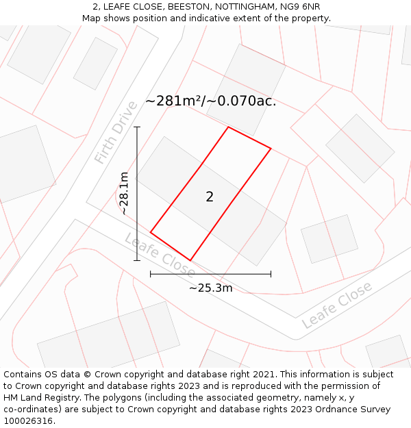 2, LEAFE CLOSE, BEESTON, NOTTINGHAM, NG9 6NR: Plot and title map