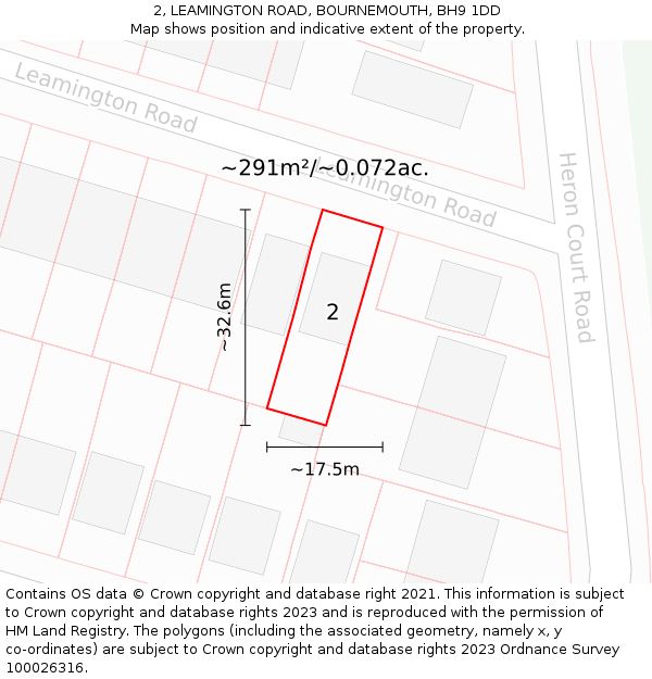 2, LEAMINGTON ROAD, BOURNEMOUTH, BH9 1DD: Plot and title map