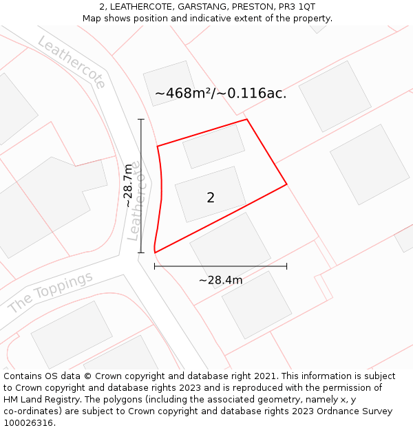 2, LEATHERCOTE, GARSTANG, PRESTON, PR3 1QT: Plot and title map