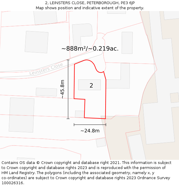 2, LEINSTERS CLOSE, PETERBOROUGH, PE3 6JP: Plot and title map