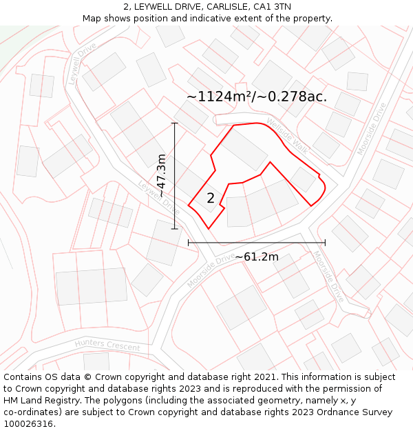 2, LEYWELL DRIVE, CARLISLE, CA1 3TN: Plot and title map