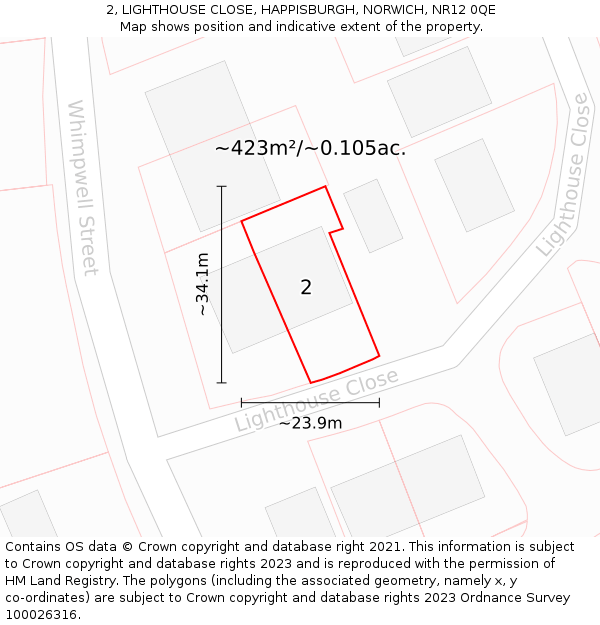 2, LIGHTHOUSE CLOSE, HAPPISBURGH, NORWICH, NR12 0QE: Plot and title map