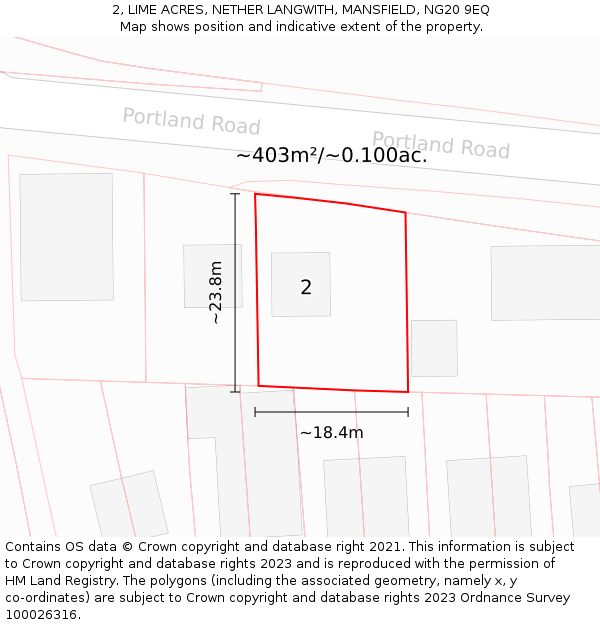 2, LIME ACRES, NETHER LANGWITH, MANSFIELD, NG20 9EQ: Plot and title map