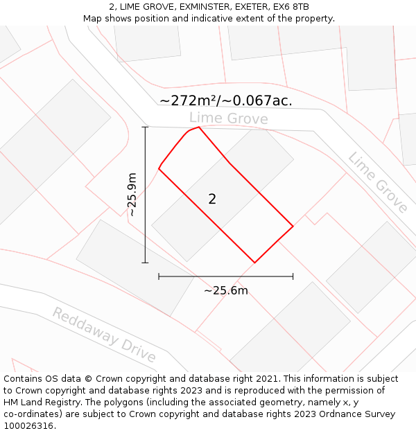 2, LIME GROVE, EXMINSTER, EXETER, EX6 8TB: Plot and title map