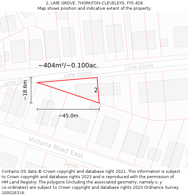 2, LIME GROVE, THORNTON-CLEVELEYS, FY5 4DE: Plot and title map