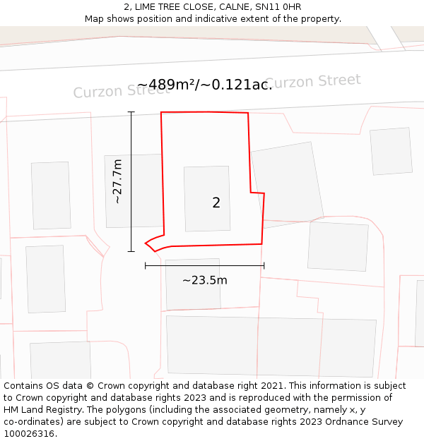 2, LIME TREE CLOSE, CALNE, SN11 0HR: Plot and title map