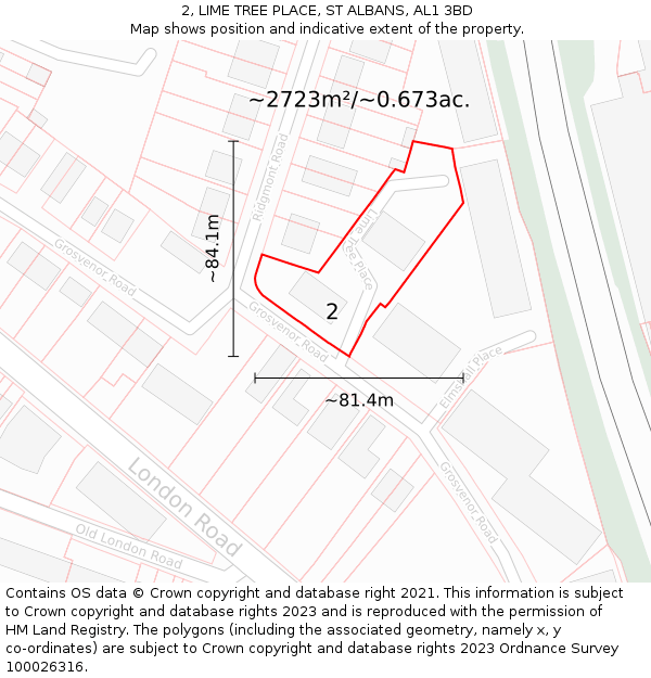 2, LIME TREE PLACE, ST ALBANS, AL1 3BD: Plot and title map