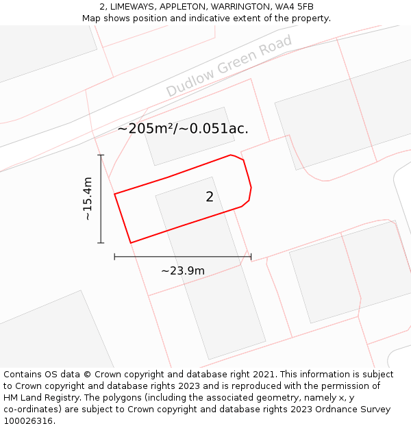 2, LIMEWAYS, APPLETON, WARRINGTON, WA4 5FB: Plot and title map