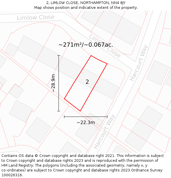 2, LIMLOW CLOSE, NORTHAMPTON, NN4 8JY: Plot and title map