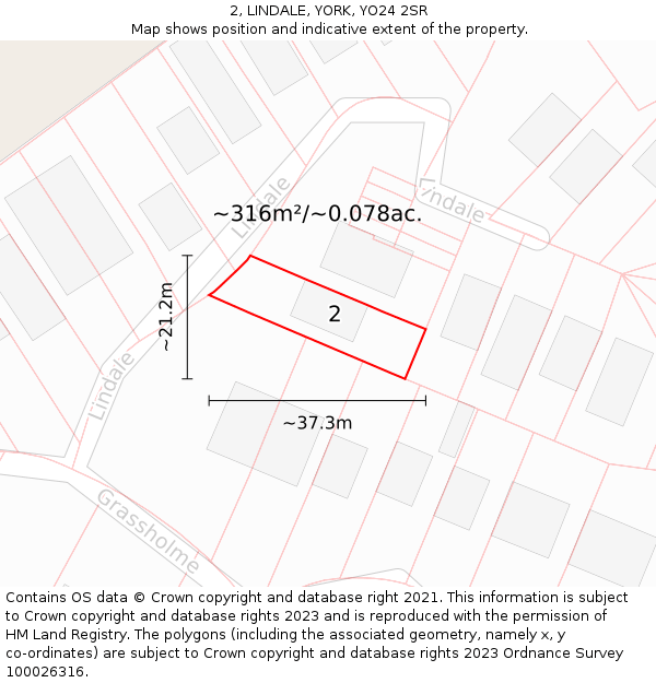 2, LINDALE, YORK, YO24 2SR: Plot and title map