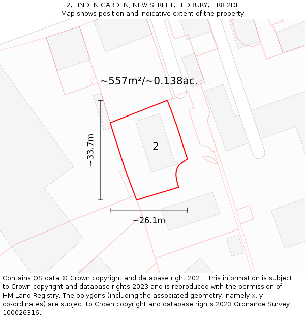 2, LINDEN GARDEN, NEW STREET, LEDBURY, HR8 2DL: Plot and title map