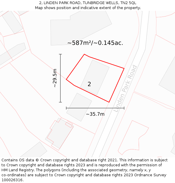 2, LINDEN PARK ROAD, TUNBRIDGE WELLS, TN2 5QL: Plot and title map