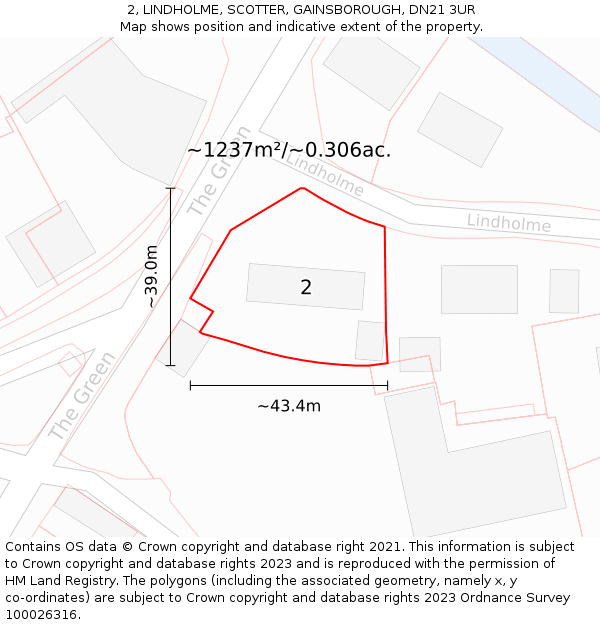 2, LINDHOLME, SCOTTER, GAINSBOROUGH, DN21 3UR: Plot and title map
