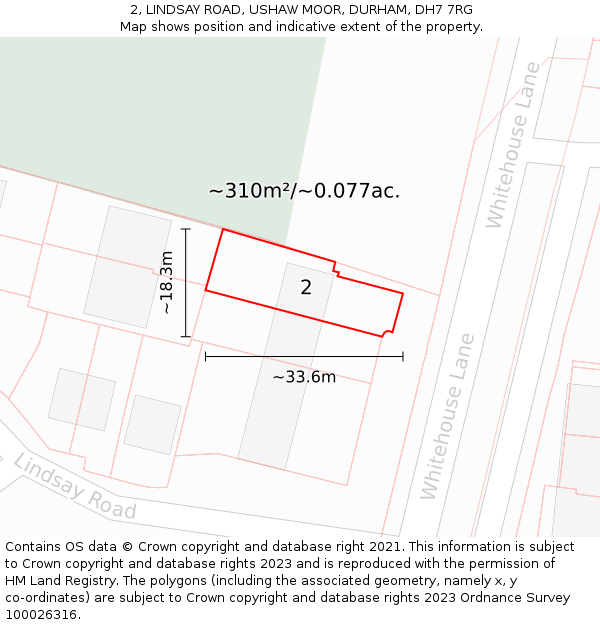 2, LINDSAY ROAD, USHAW MOOR, DURHAM, DH7 7RG: Plot and title map