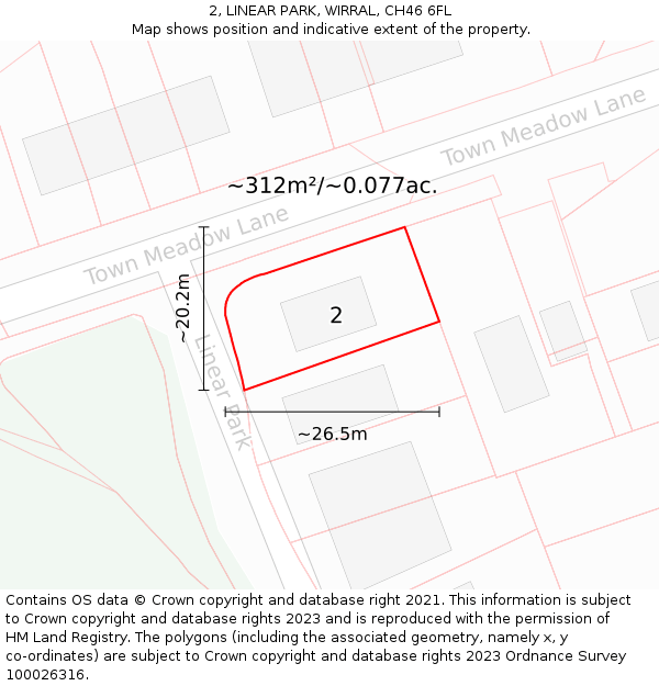 2, LINEAR PARK, WIRRAL, CH46 6FL: Plot and title map