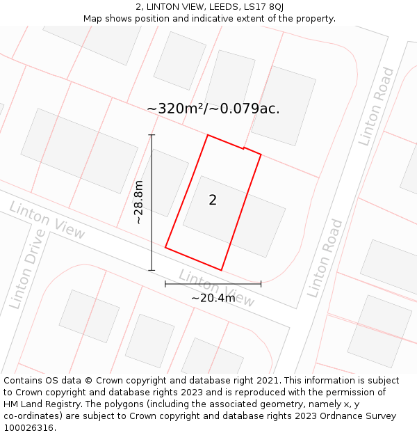 2, LINTON VIEW, LEEDS, LS17 8QJ: Plot and title map