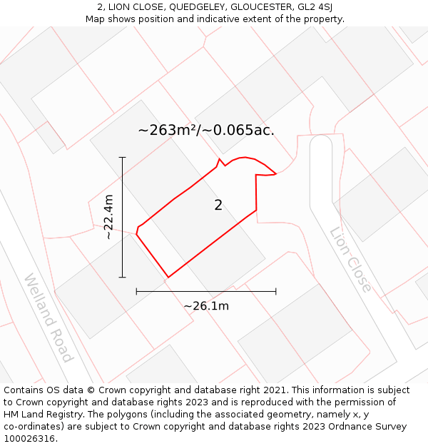 2, LION CLOSE, QUEDGELEY, GLOUCESTER, GL2 4SJ: Plot and title map