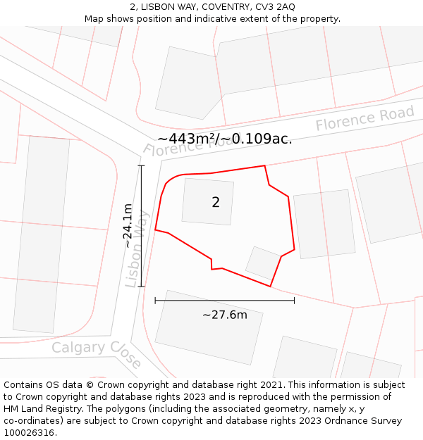 2, LISBON WAY, COVENTRY, CV3 2AQ: Plot and title map