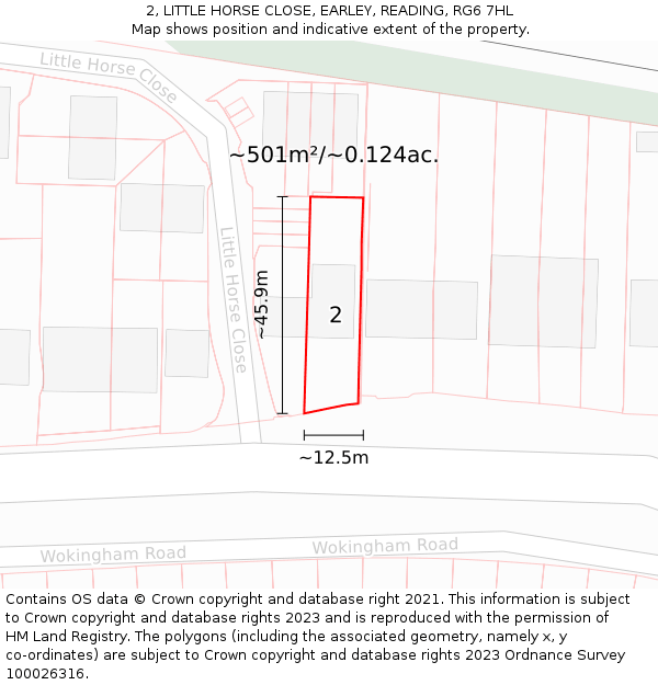 2, LITTLE HORSE CLOSE, EARLEY, READING, RG6 7HL: Plot and title map