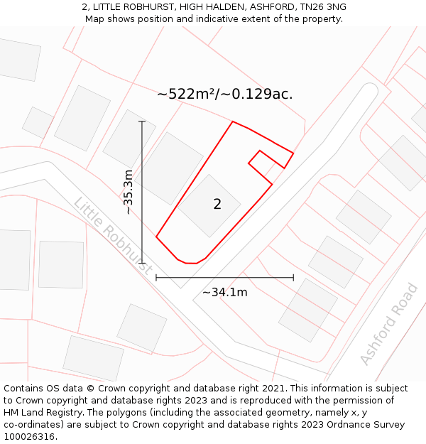 2, LITTLE ROBHURST, HIGH HALDEN, ASHFORD, TN26 3NG: Plot and title map