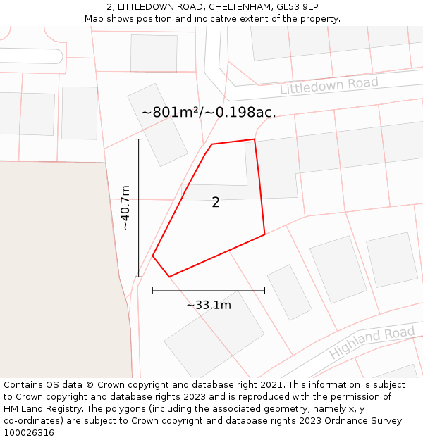 2, LITTLEDOWN ROAD, CHELTENHAM, GL53 9LP: Plot and title map