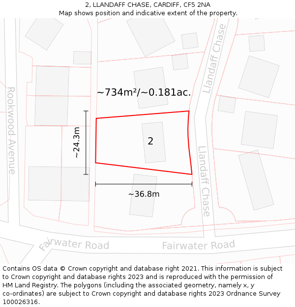2, LLANDAFF CHASE, CARDIFF, CF5 2NA: Plot and title map