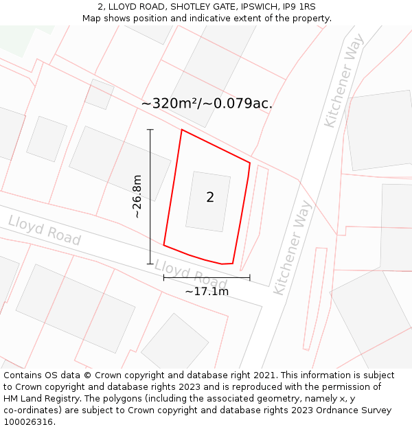 2, LLOYD ROAD, SHOTLEY GATE, IPSWICH, IP9 1RS: Plot and title map