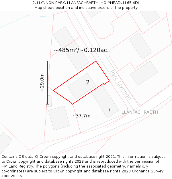 2, LLYNNON PARK, LLANFACHRAETH, HOLYHEAD, LL65 4DL: Plot and title map