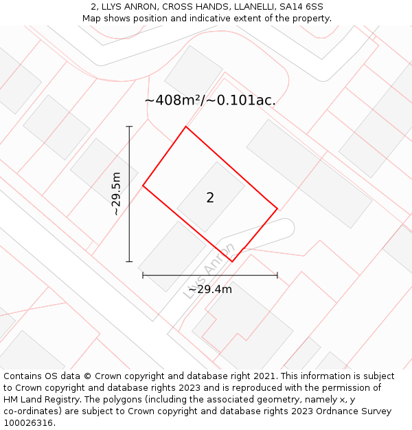 2, LLYS ANRON, CROSS HANDS, LLANELLI, SA14 6SS: Plot and title map