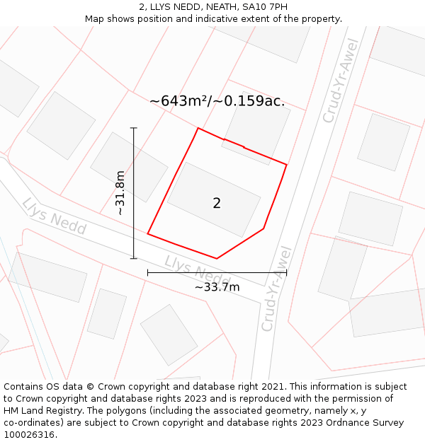 2, LLYS NEDD, NEATH, SA10 7PH: Plot and title map