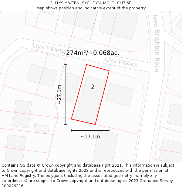 2, LLYS Y WERN, SYCHDYN, MOLD, CH7 6BJ: Plot and title map