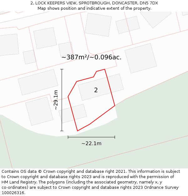 2, LOCK KEEPERS VIEW, SPROTBROUGH, DONCASTER, DN5 7DX: Plot and title map