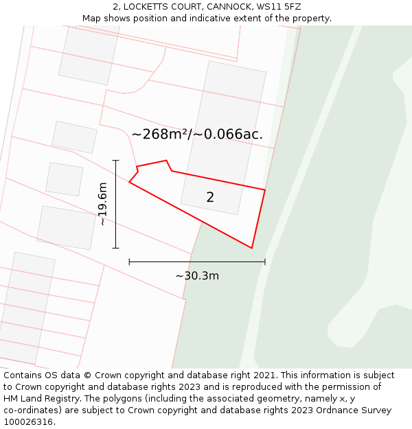 2, LOCKETTS COURT, CANNOCK, WS11 5FZ: Plot and title map