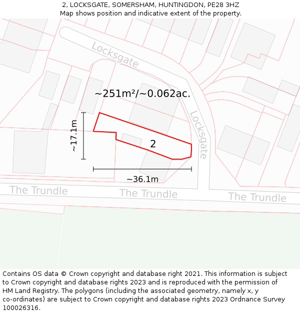 2, LOCKSGATE, SOMERSHAM, HUNTINGDON, PE28 3HZ: Plot and title map