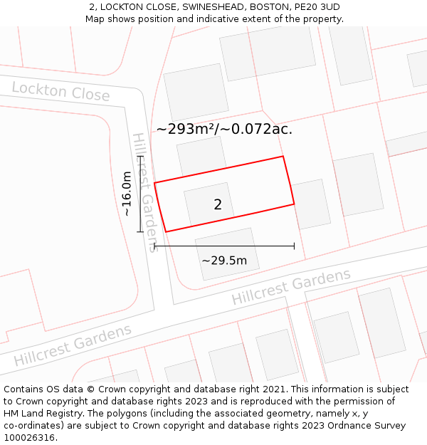 2, LOCKTON CLOSE, SWINESHEAD, BOSTON, PE20 3UD: Plot and title map