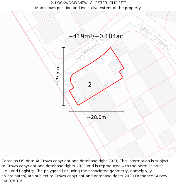 2, LOCKWOOD VIEW, CHESTER, CH2 1EZ: Plot and title map
