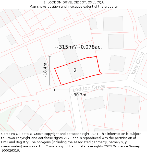 2, LODDON DRIVE, DIDCOT, OX11 7QA: Plot and title map