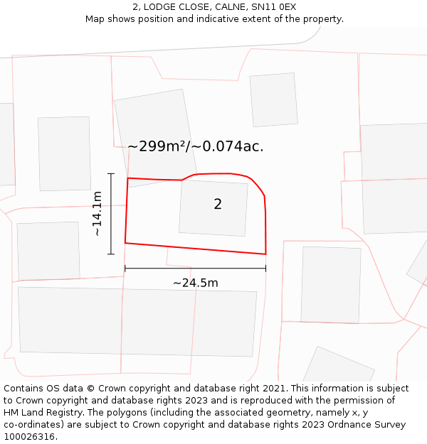 2, LODGE CLOSE, CALNE, SN11 0EX: Plot and title map